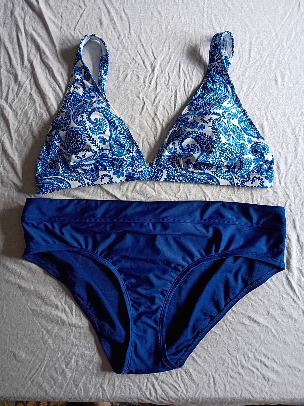 2X Blue Paisley Two-Piece Swim Set - Women